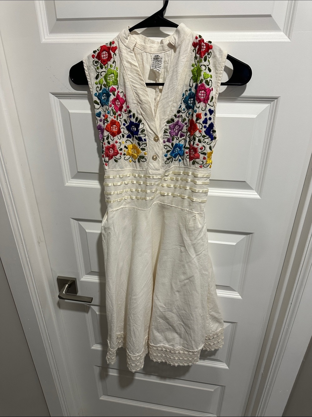 Handmade Mexican Floral Embroidered Halter Sundress